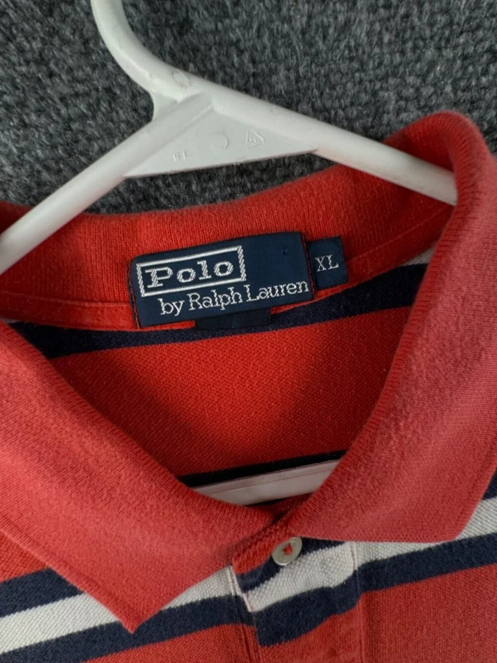 Polo Ralph Lauren Striped Short Sleeve Polo Shirt XL Knit Orange Blue Adult Men